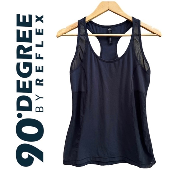 90 DEGREES by Reflex Black Racerback Tank Performance Sheer Sides Women’s M - Picture 1 of 15